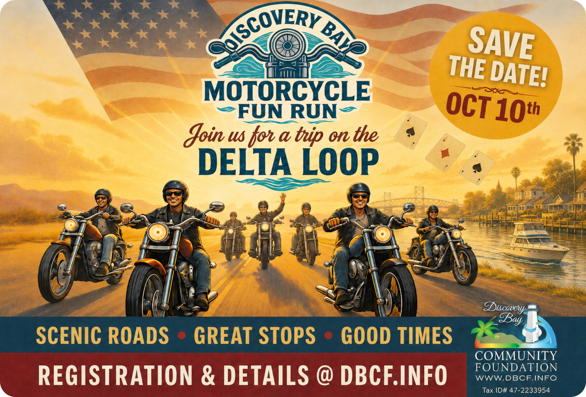 Discovery Bay Motorcycle Fun Run Delta Loop save-the-date graphic